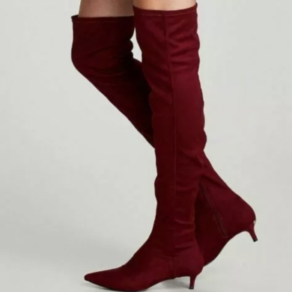Zara burgundy over the knee boots size 6